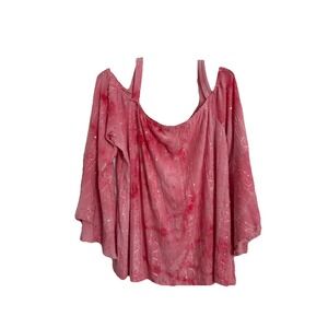 Womens‎ Shirt Pink Tie Dye Cold Shoulder Flare 14/16 Fairy Renaissance Sequins